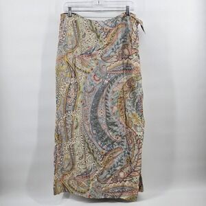 Liz Claiborne Lizsport Womens Paisley Maxi Skirt Multi Color Wrap Rayon Size 14